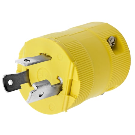 Hubbell Wiring Device-Kellems Locking Plug, L5-30P, 30 A, 125V AC, 2 Pole, Screw Terminals, Yellow HBL26CM11V